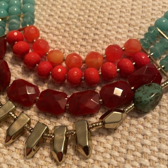 Anthropologie Boho multicolor layered bib statement necklace - Picture 5 of 7